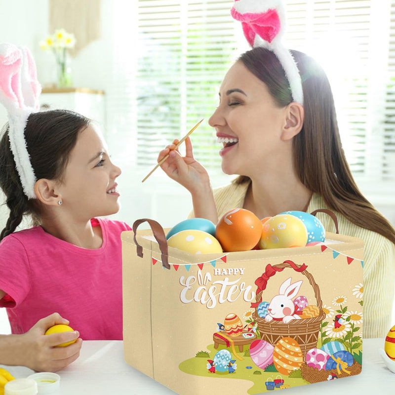 FXOCSHE FXOLCSHE Rectangular Easter basket,Easter gift basket,Nursery Hamper,Collapsible waterproof baby toy storage box for Kids,Toy Organizer,Easter Home Decor,Gift Baskets(Flower basket Easter) - Image 3